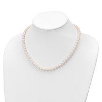Sterling Silver RH-plated 6-7mm White Semi-Round Freshwater Cult. Pearl with 2 in Extension Necklace 7 Inch Bracelet Button Post Earrings Set, 18" view 4
