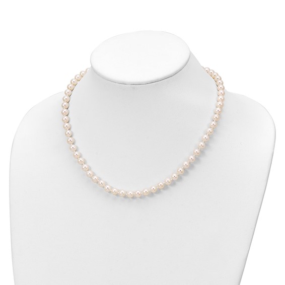 "Sterling Silver Rhodium-plated 6-7mm White Semi-Round Freshwater Cultured Pearl 18 inch with 2 inch Extension Necklace, 7 inch Bracelet and Button Post Earrings Set"