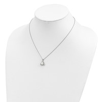 Sterling Silver Rhodium-plated 6-7mm White Button Freshwater Cultured Pearl Necklace and Post Earrings Set, 17" view 5