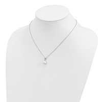Sterling Silver Rhodium-plated 7-8mm White Teardrop Freshwater Cultured Pearl Necklace Button Post Earrings Set, 17" view 5
