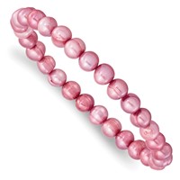 6-7mm White Grey Black Pink Purple Semi-Round Freshwater Cultured Pearl 5-piece Stretch Bracelet Set view 5