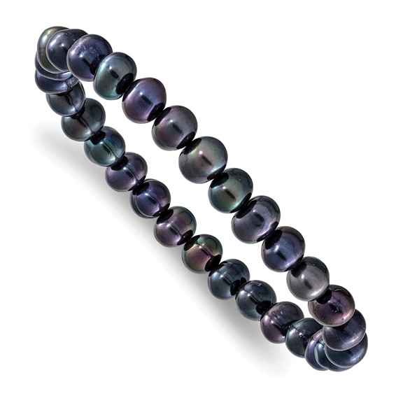 "6-7mm White, Grey, Black, Pink and Purple Semi-Round Freshwater Cultured Pearl 5-piece Stretch Bracelet Set "