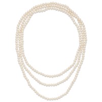 6-7mm White Semi-round Freshwater Cultured Pearl Endless Necklace, 80" view 4