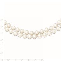 Sterling Silver Rhodium-plated 7.5-8.5mm White Semi-Round Freshwater Cultured Pearl 2-Strand Necklace, 17" view 2