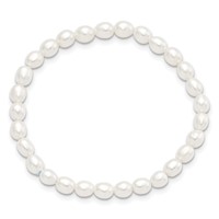 4-5mm White Rice Freshwater Cultured Pearl Small Stretch Bracelet view 2