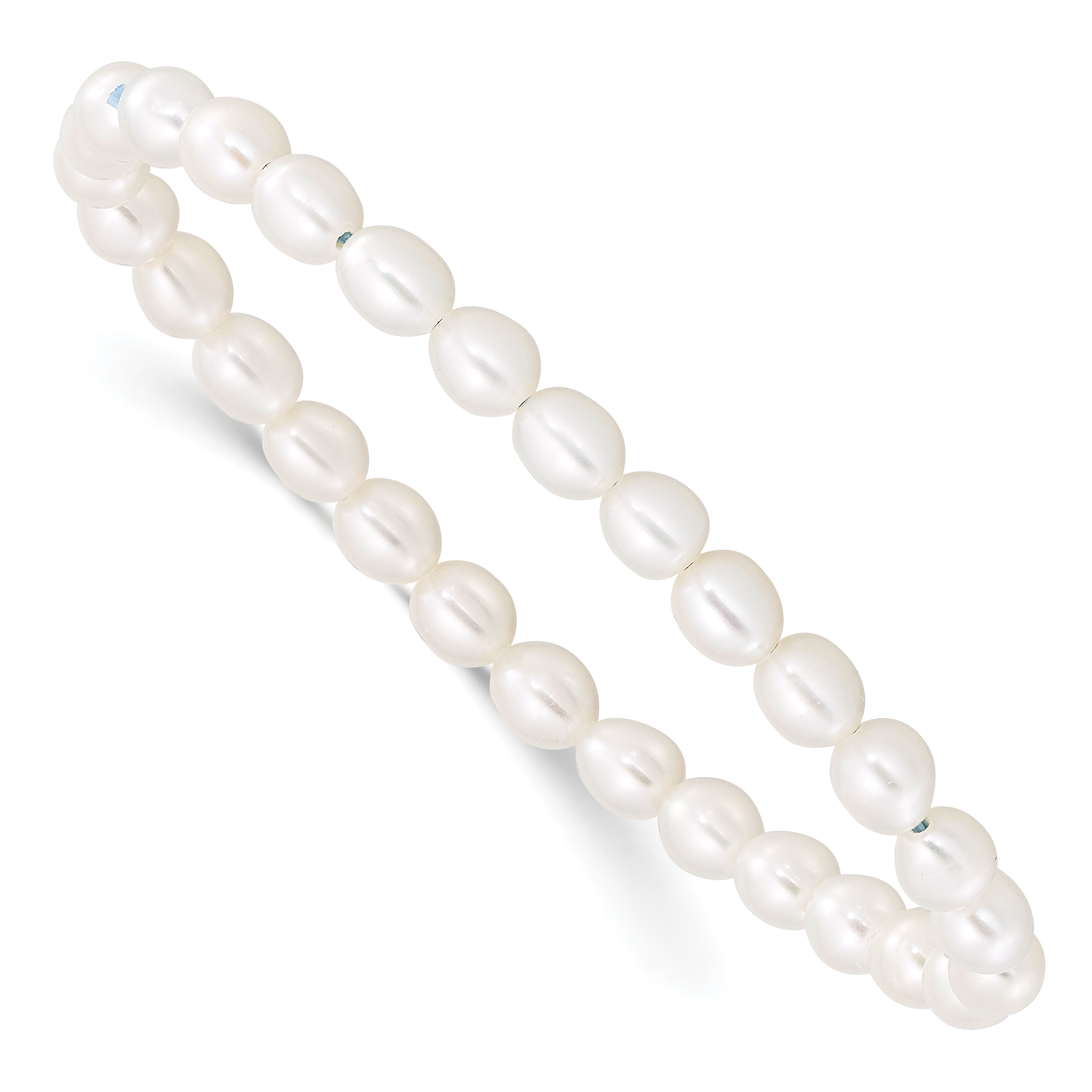 Children's 4-5mm White Rice Freshwater Cultured Pearl Stretch Bracelet (QH5278)