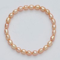 4-5mm Pink Rice Freshwater Cultured Pearl Small Stretch Bracelet view 2