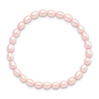 4-5mm Pink Rice Freshwater Cultured Pearl Small Stretch Bracelet view 4