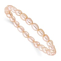 4-5mm Pink Rice Freshwater Cultured Pearl Small Stretch Bracelet view 1