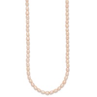 Sterling Silver Rhodium-plate 4-5mm Pink Rice Freshwater Cultured Pearl Children's Necklace, 13" view 2