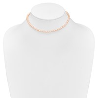 Sterling Silver Rhodium-plate 4-5mm Pink Rice Freshwater Cultured Pearl Children's Necklace, 13" view 4