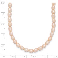 Sterling Silver Rhodium-plate 4-5mm Pink Rice Freshwater Cultured Pearl Children's Necklace, 13" view 3