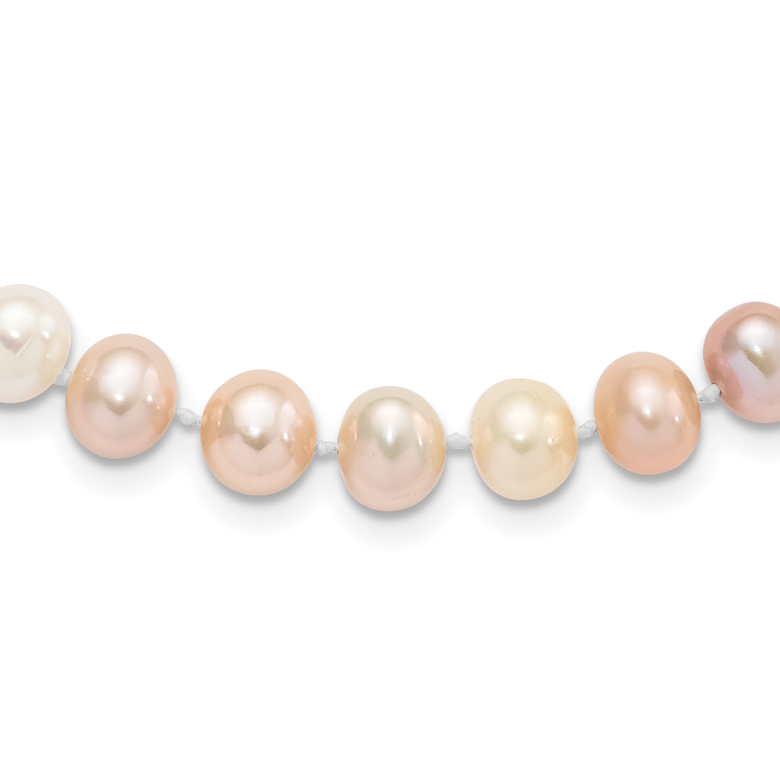 Sterling Silver Rhodium-plated 8-9mm Multi-color Near-Round Freshwater Cultured Pearl 18 inch Necklace (QH5289-18)