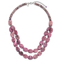 Sterling Silver Charoite Jade Pink and Purple Jasper Necklace with 2 Inch Extension 2-Strand, 18" view 5