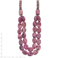 Sterling Silver Charoite Jade Pink and Purple Jasper Necklace with 2 Inch Extension 2-Strand, 18" view 3