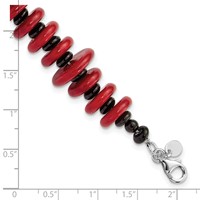 Sterling Silver Agate & Red Reconstructed Magnesite Bracelet with Ext, 1" view 4