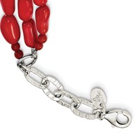 Sterling Silver Triple Strand Red Coral Necklace with 2 Inch Extension, 16" view 2