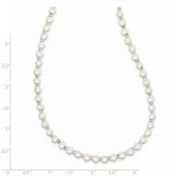 4-5mm White Round Imitation Shell Pearl with Glass Bead 24 inch Eyewear Chain