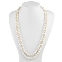 9-10mm White Baroque Freshwater Cultured Pearl Slip-on Endless Necklace, 64" view 2