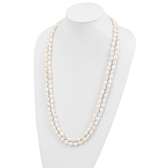 9-10mm White Baroque Freshwater Cultured Pearl Slip-on Endless 64 inch Necklace