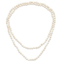 9-10mm White Baroque Freshwater Cultured Pearl Slip-on Endless Necklace, 64" view 4
