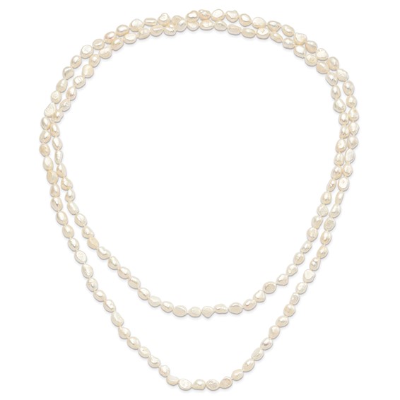 9-10mm White Baroque Freshwater Cultured Pearl Slip-on Endless 64 inch Necklace