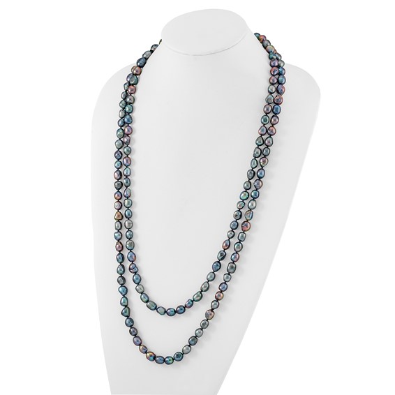 9-10mm Black Baroque Freshwater Cultured Pearl Endless 64 inch Necklace