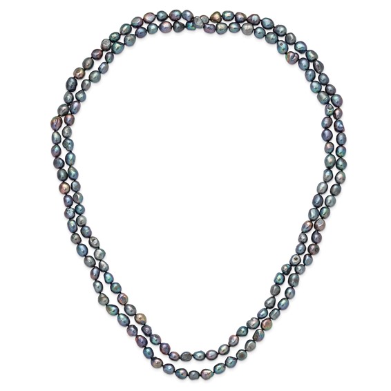 9-10mm Black Baroque Freshwater Cultured Pearl Endless 64 inch Necklace