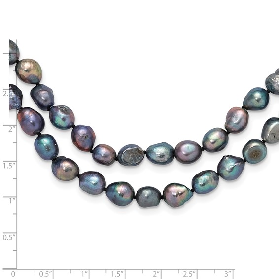 9-10mm Black Baroque Freshwater Cultured Pearl Endless 64 inch Necklace