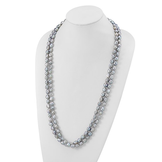 9-11mm Grey Baroque Freshwater Cultured Pearl Endless 64 inch Necklace