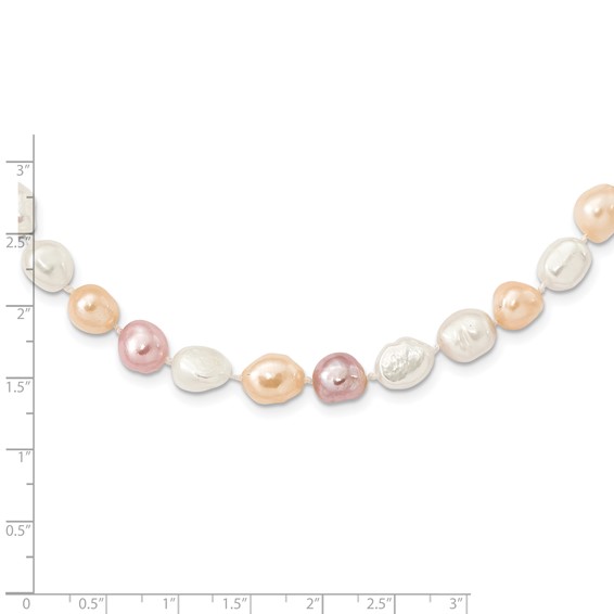 "9-11mm White, Pink and Purple Baroque Freshwater Cultured Pearl Endless 64 inch Necklace"