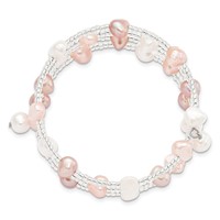 6-7mm Multicolored Baroque Freshwater Cultured Pearl and Glass Beaded Wrap Bracelet view 2