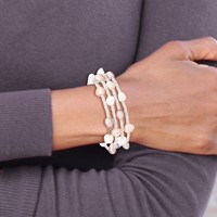 6-7mm Multicolored Baroque Freshwater Cultured Pearl and Glass Beaded Wrap Bracelet view 4