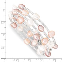 6-7mm Multicolored Baroque Freshwater Cultured Pearl and Glass Beaded Wrap Bracelet view 3