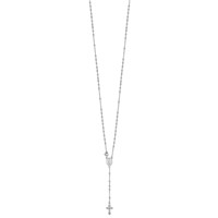 Sterling Silver Rhodium-plated Polished Beaded Rosary Necklace, 18" view 2