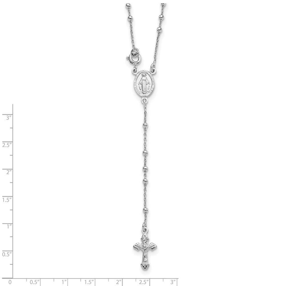 Sterling Silver 18 Rhodium Plated Polished Beaded Rosary (QH5352-18)