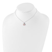Sterling Silver Polished & Pink Orange Enameled Butterfly Earrings & Necklace Set, 14" view 4