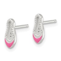 Sterling Silver Polished & Enameled Ballerina Necklace and Ballet Shoes Earring Set, 14" view 3