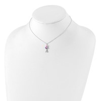 Sterling Silver Polished & Enameled Ballerina Necklace and Ballet Shoes Earring Set, 14" view 4