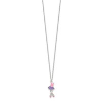 Sterling Silver Polished & Enameled Ballerina Necklace and Ballet Shoes Earring Set, 14" view 5