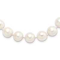 Sterling Silver Rhodium-plated 12-13mm White Near-Round Freshwater Cultured Pearl Necklace, 18" view 1