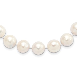 Sterling Silver Rhodium-plated 12-13mm White Near-Round Freshwater Cultured Pearl 18 inch Necklace