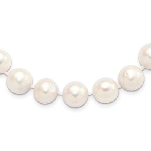 Sterling Silver Rhodium-plated 12-13mm White Near-Round Freshwater Cultured Pearl Necklace, 18"