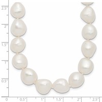 Sterling Silver Rhodium-plated 11-12mm White Baroque Freshwater Cultured Pearl Necklace, 18" view 5