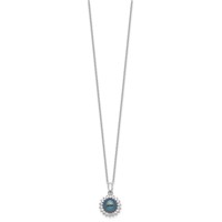 Sterling Silver Rhodium-plated 8-9mm Black Button Freshwater Cultured Pearl and CZ Necklace and Post Earrings Set, 17" view 5