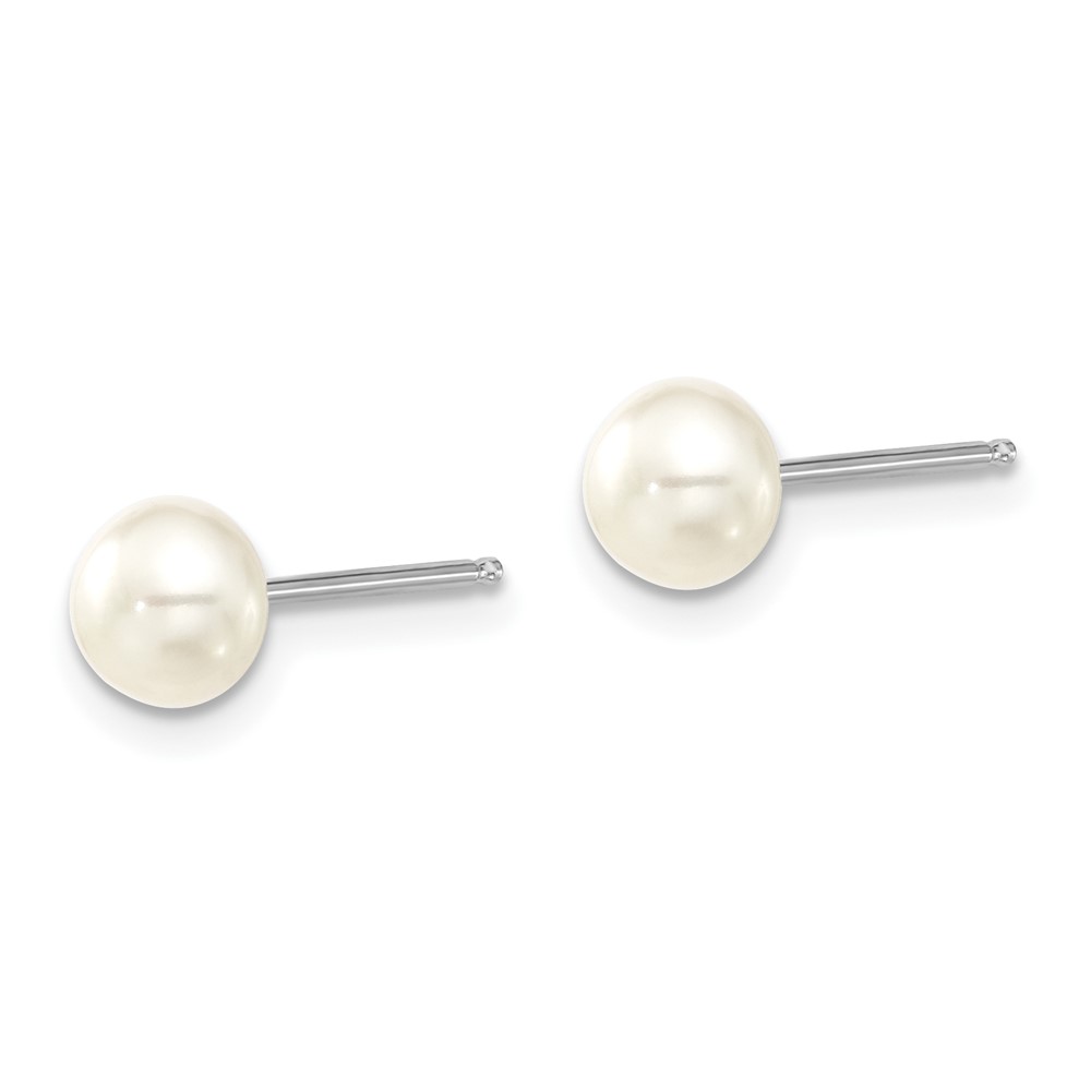 Sterling Silver Rhodium-plated 6-7mm White Teardrop Freshwater Cultured Pearl 17 inch Necklace and Button Post Earrings Set (QH5382SET)
