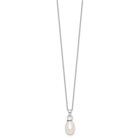 Sterling Silver Rhodium-plated 10-11mm White Teardrop Freshwater Cultured Pearl 17 inch Necklace and Dangle Earrings Set
