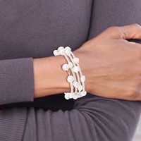 7-8mm White Baroque Freshwater Cultured Pearl and Glass Beaded Wrap Bracelet view 4