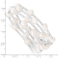 7-8mm White Baroque Freshwater Cultured Pearl and Glass Beaded Wrap Bracelet view 2