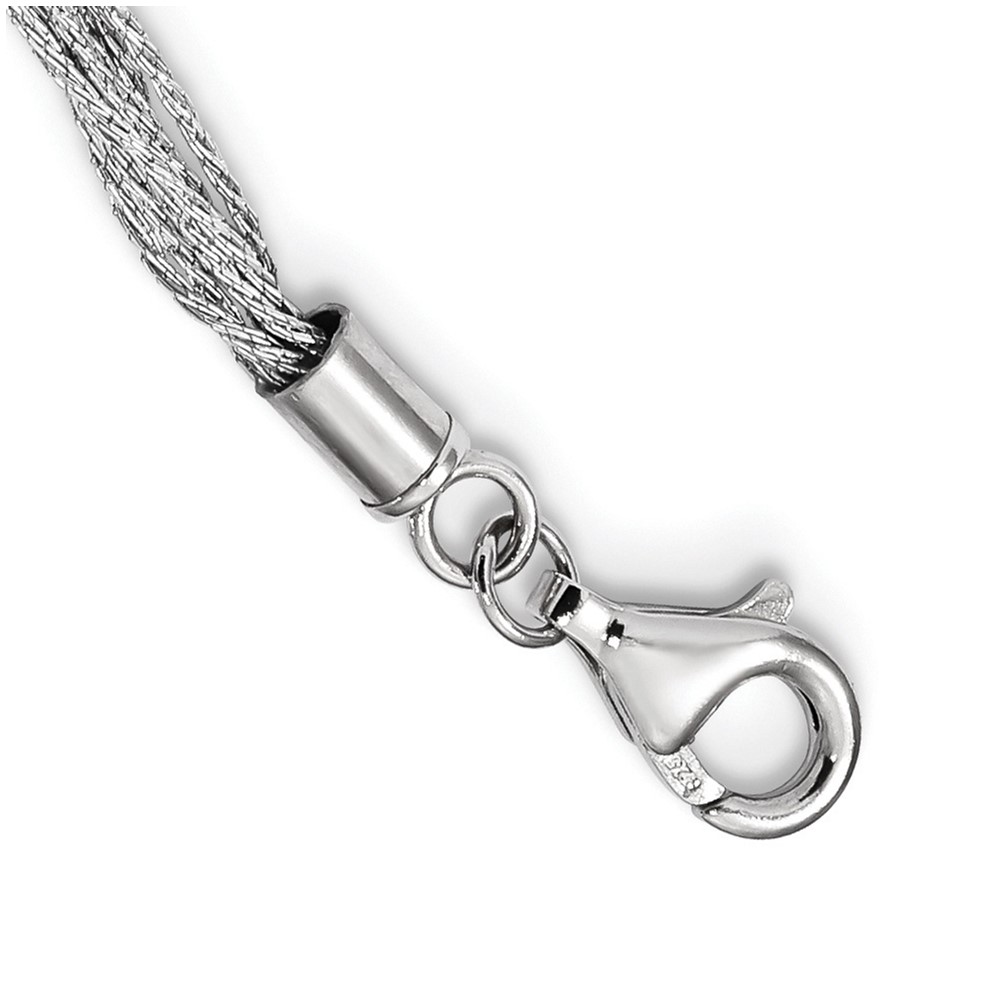 Sterling Silver Rhodium-plated 8-10mm White Semi-Round Freshwater Cultured Pearl Multi Strand 18 inch Necklace (QH5408-18)